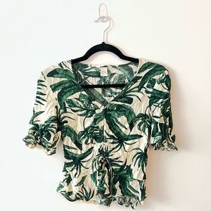 NWOT H&M Leafy Neutral Blouse - size 2